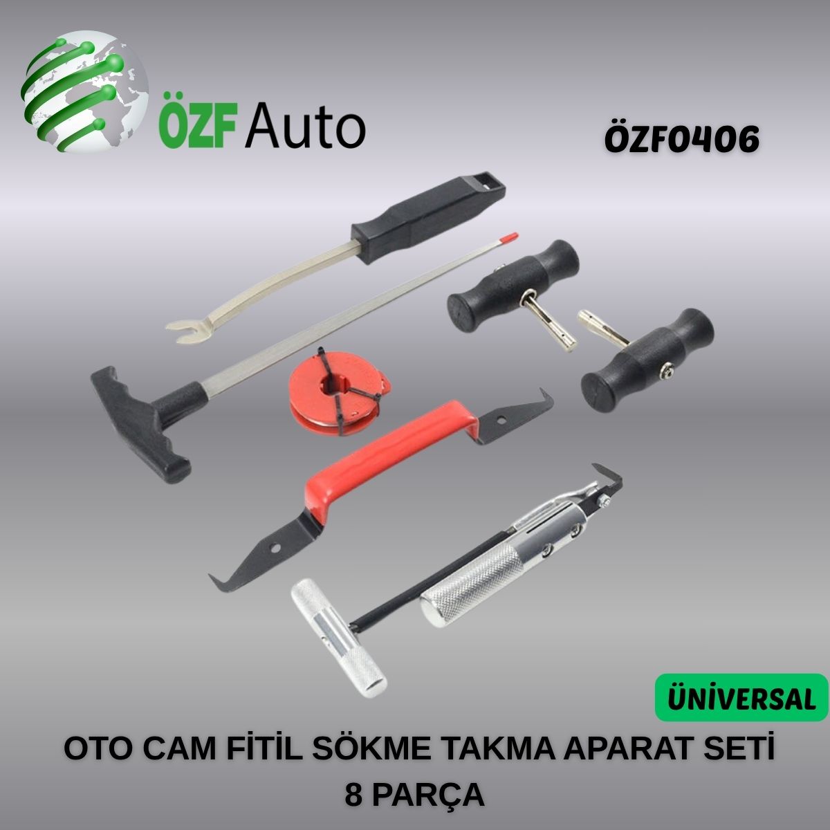 ÖZF0406 8 PARÇA OTO CAM FİTİL SÖKME TAKMA APARAT SETİ ÜNÜVERSAL
