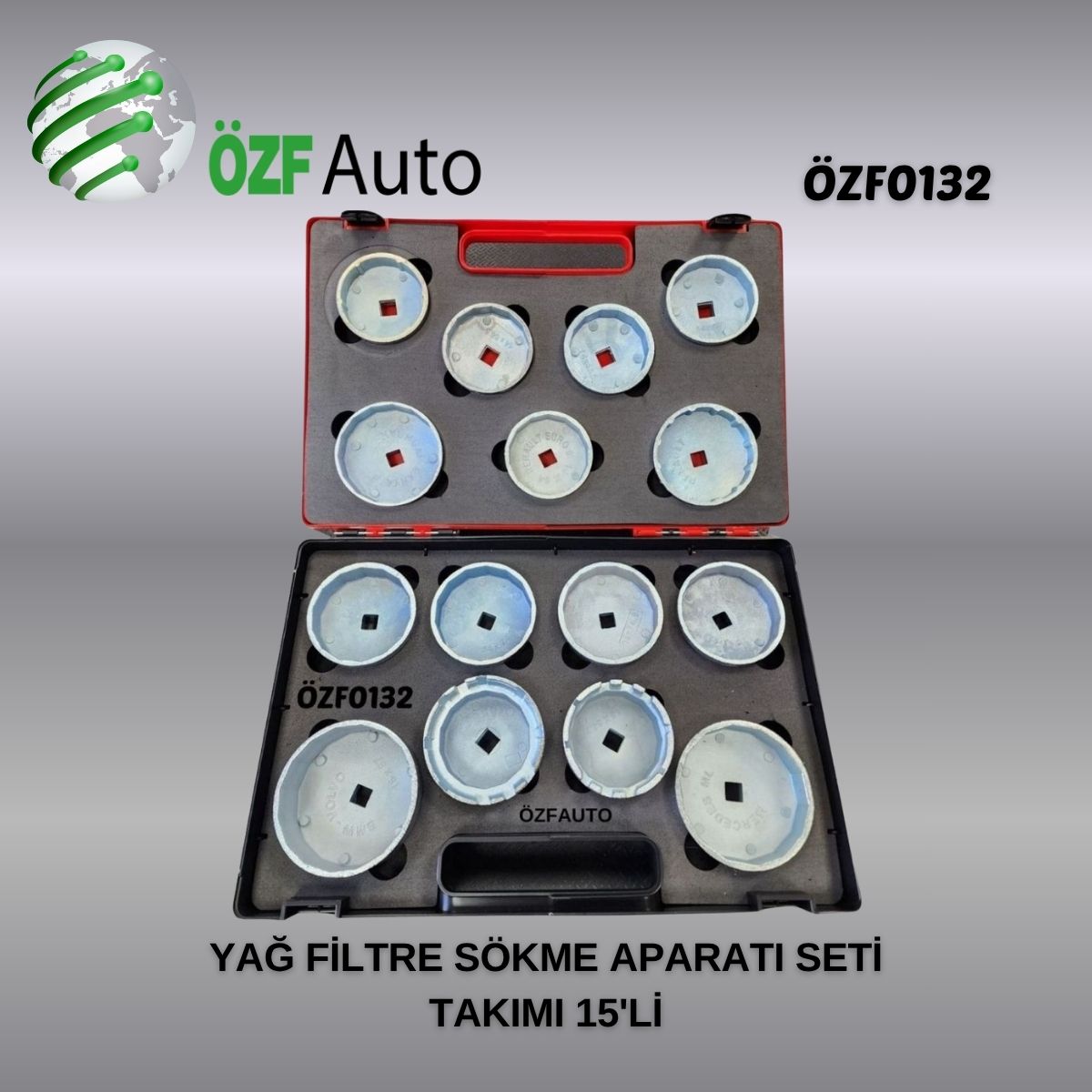 ÖZF0132 YAĞ FİLTRE SÖKME APARATI SETİ TAKIMI 15 Lİ ÖZF0132 TÜM ARAÇLARA UYUMLU