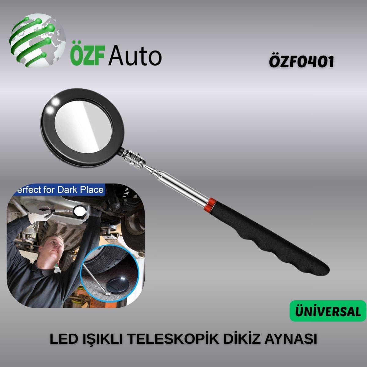 ÖZF0401 LED IŞIKLI TELESKOPİK DİKİZ AYNASI ÜNÜVERSAL
