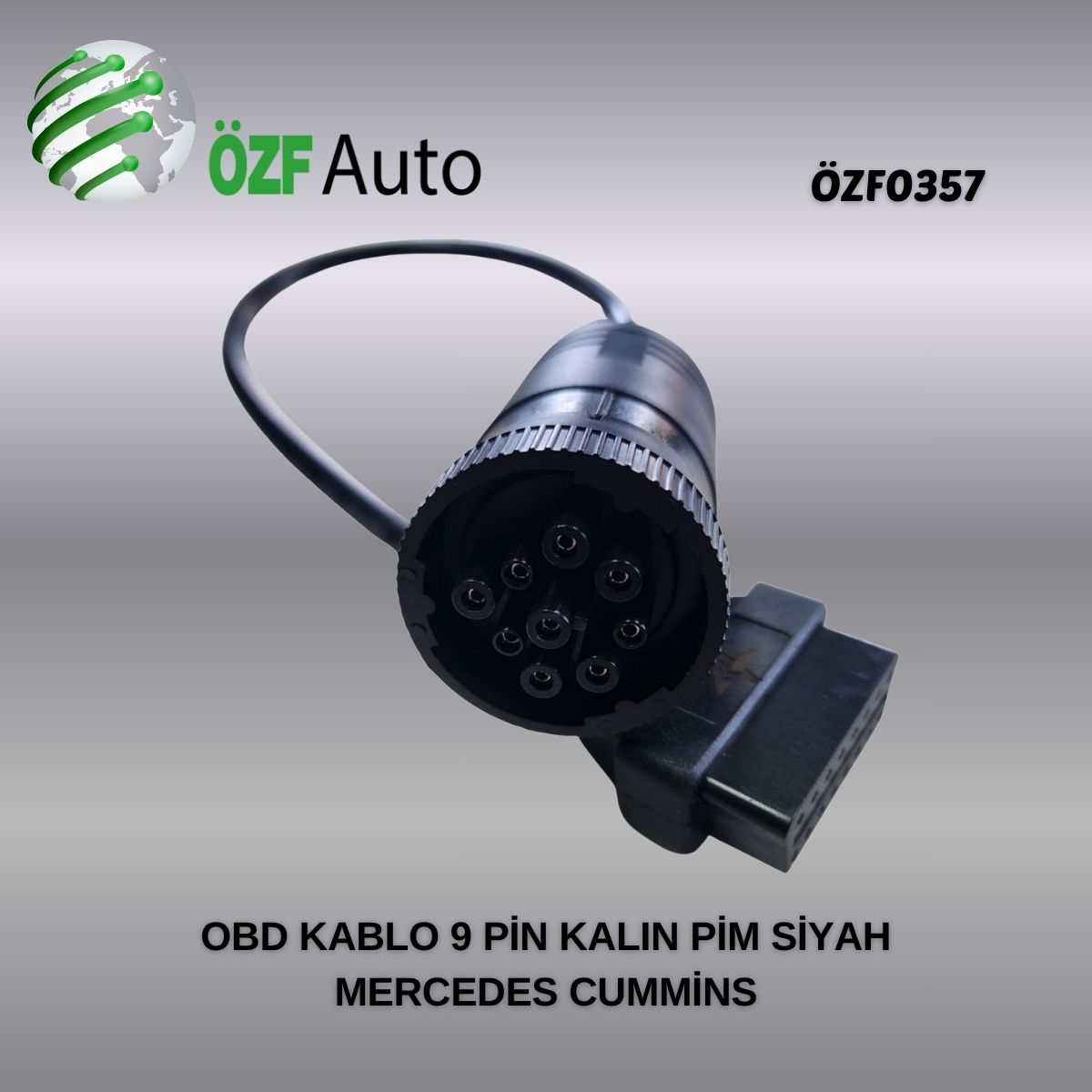 ÖZF0357 OBD KABLO 9 PİN KALIN PİM SİYAH MERCEDES CUMMİNS