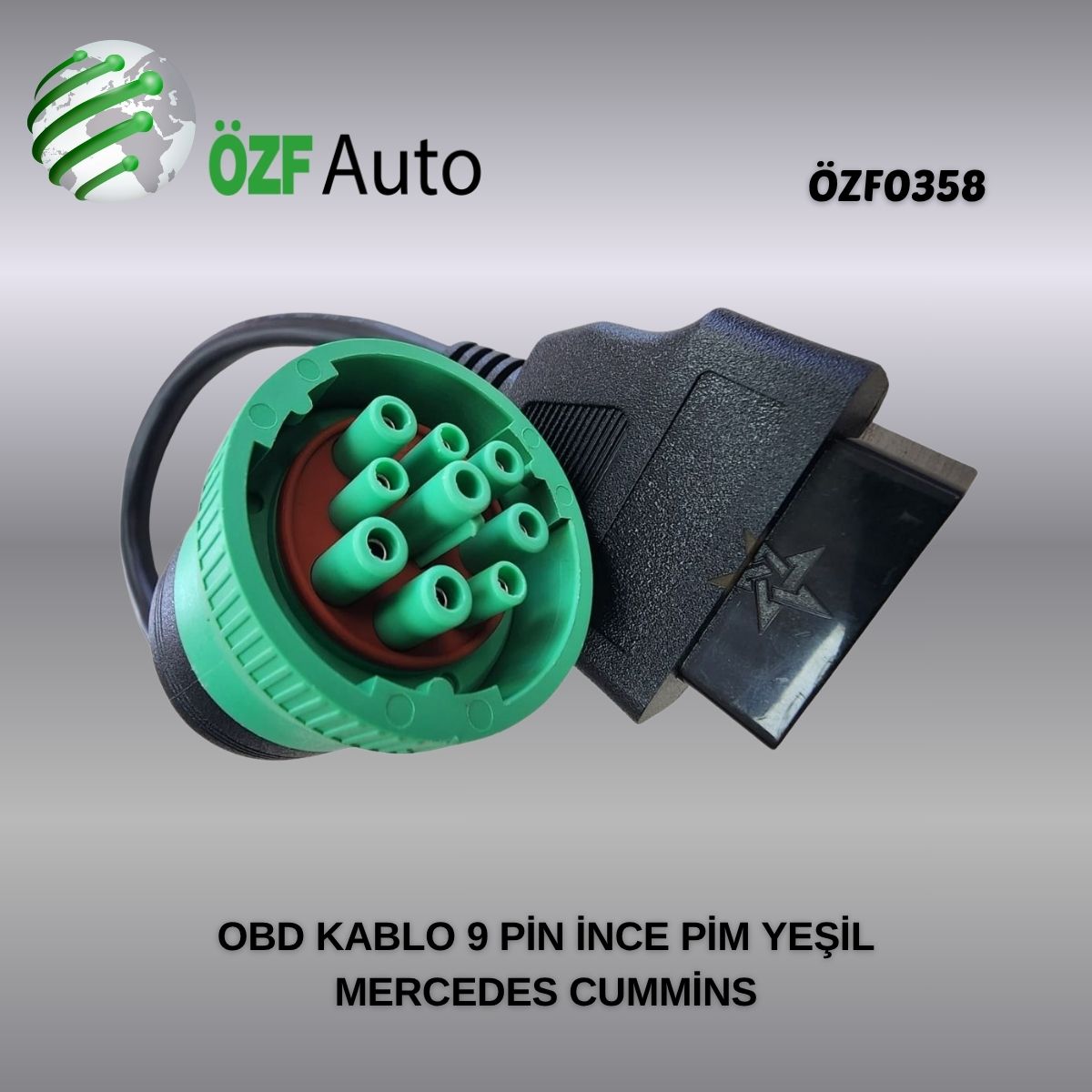 ÖZF0358 OBD KABLO 9 PİN İNCE PİM YEŞİL MERCEDES CUMMİNS